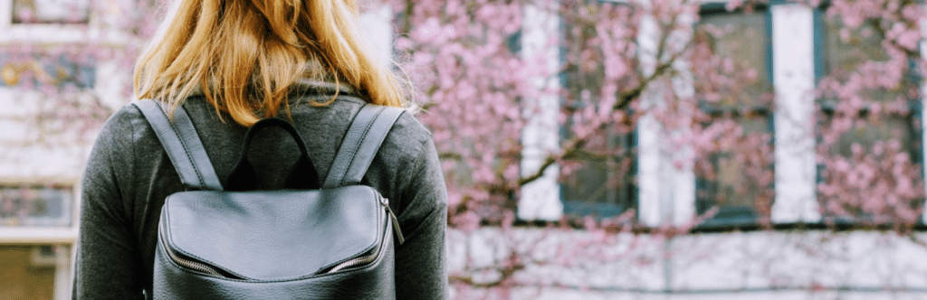back-to-school shopping | Girl with backpack